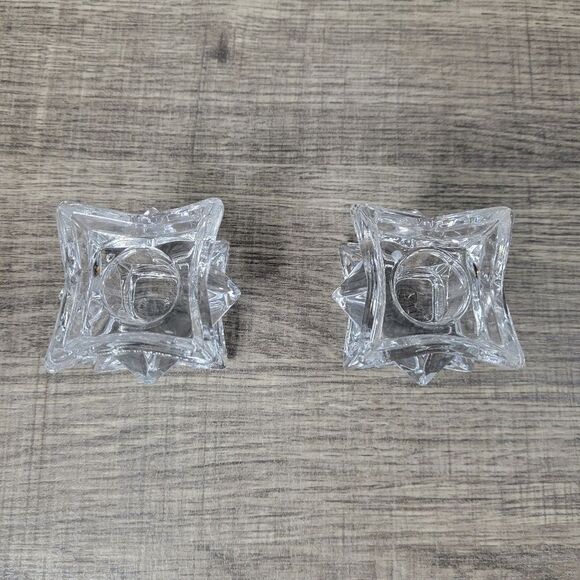 Clear Glass Taper Candleholders; Set of 2‎ - Picture 5 of 9